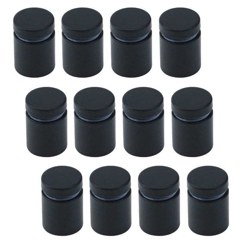 Antrader Glass Standoff, 12-Pack Nail Wall Mount Standoff Holder Screw Stainless Steel Advertise Fixing Pin Sign Mounting Hardware, 3/4" Dia 1" Length, Matte Black - Image 1